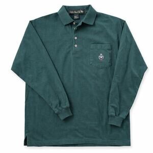 Knights of Round Table Green Rugby Polo Shirt Size L 90s Preppy Crest